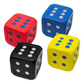 Playing Dice Macro Giant PU Foam Jumbo de 6 polegadas, conjunto de 4