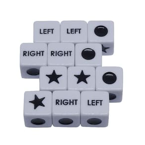 Conjunto de dados CChude Left Right Center Game, 12 peças de acrílico