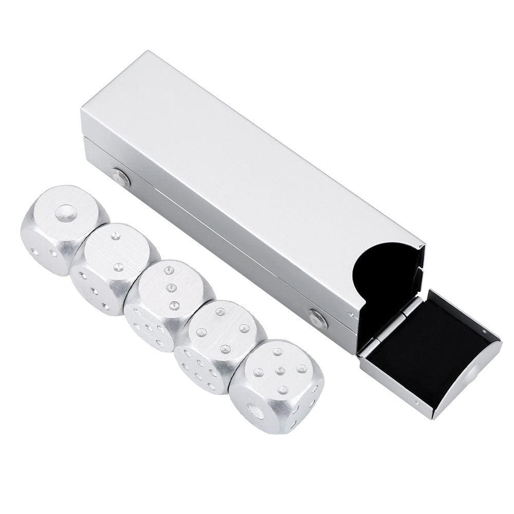 Conjunto de caixas de dados VGEBY em liga de alumínio com jogo de mesa de 5 dados