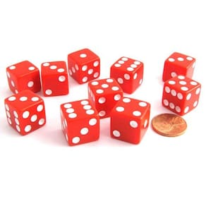 Conjunto de dados Koplow Games 16mm D6 (conjunto de 10) vermelho