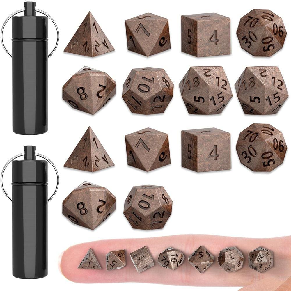 Mini conjunto de dados ZDO Antique Iron DND com chaveiro (14 unidades)