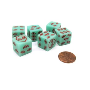 Dice Koplow Games Alien UFO 16mm D6 Glow in The Dark x6