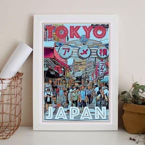 Quadro Poster Tokyo - Japão 24X18Cm - Com Vidro
