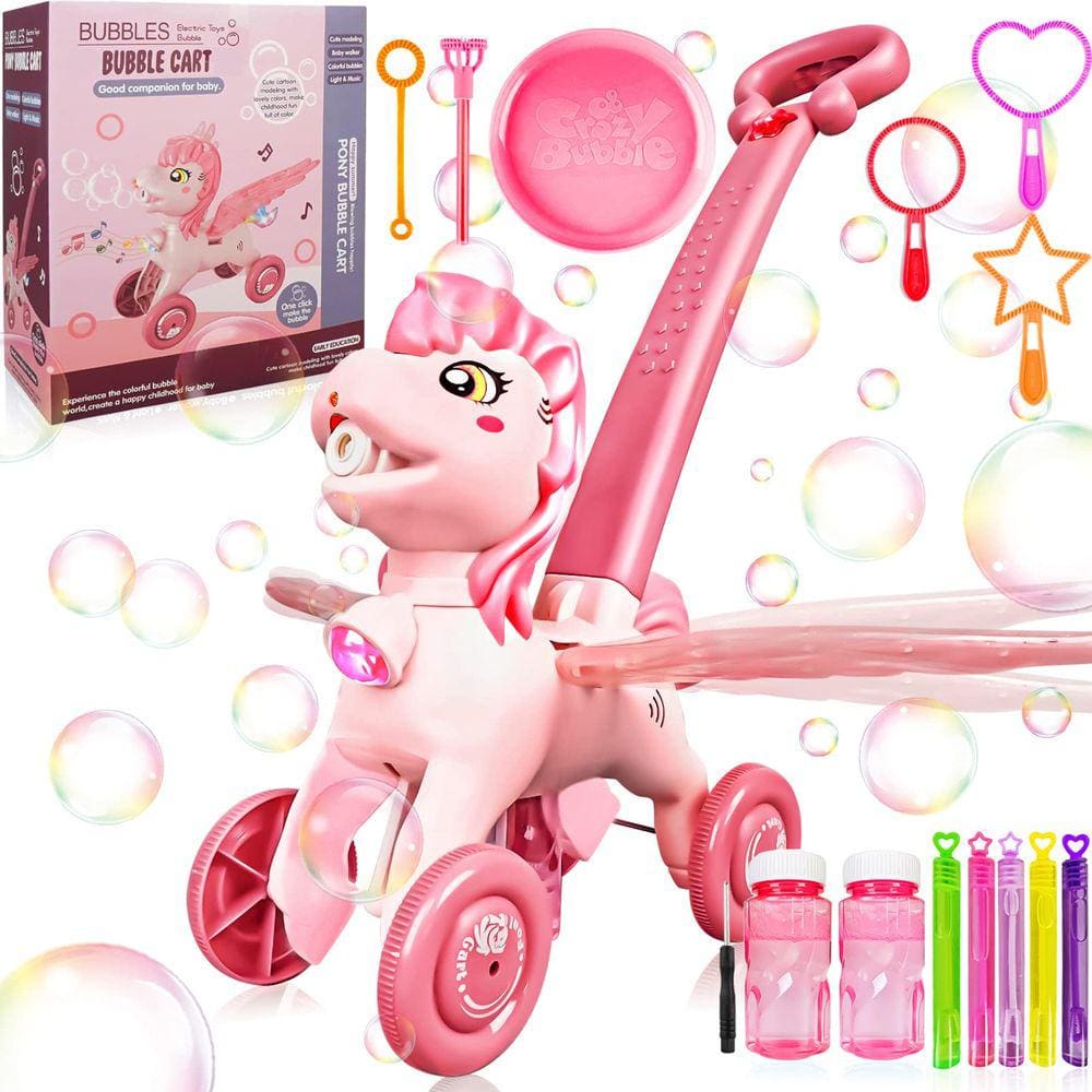 Máquina de bolhas IGINOA Pink com solução de bolhas e baterias
