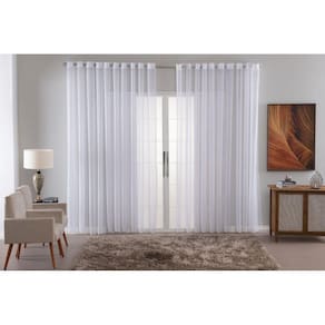 Cortina Para Sala Voal Liso Transparente Delicate 6,00X2,80