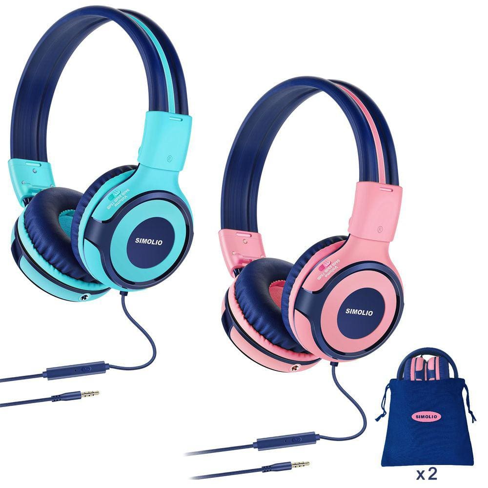 Fones de ouvido SIMOLIO para crianças com microfone, limite de volume 75dB/85dB/9