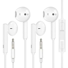 Pacote de 2 fones de ouvido GIJIVCOZ com fio de 3,5 mm com microfone para