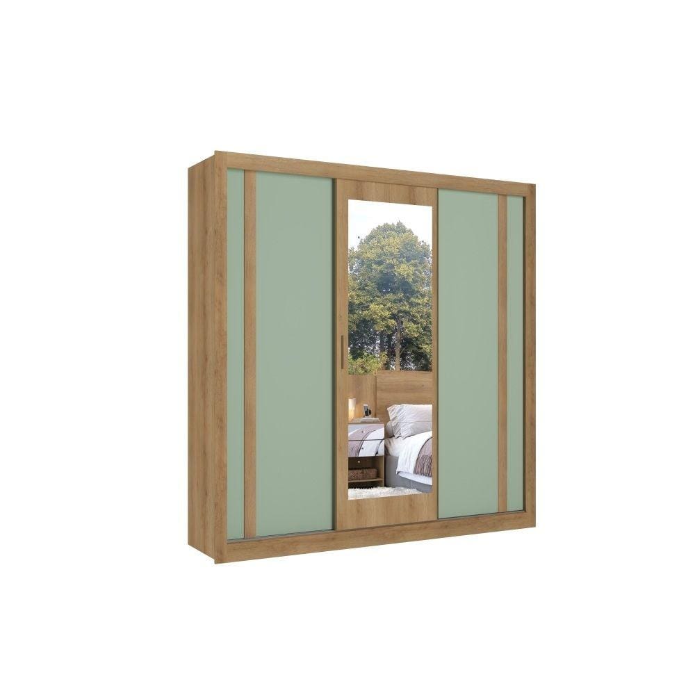 Guarda-Roupa 3 Portas THB Ibiza 5809 4 Gavetas Internas Capuccino/Menta SE