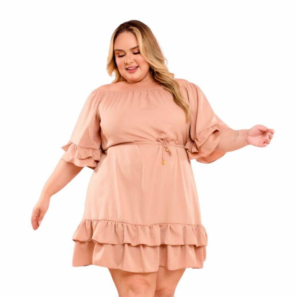 Vestido Plus Size Feminino Ciganinha Rodado Com Babado