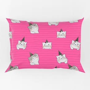 Porta Travesseiro Fronha Avulsa Gatinhos 70cm x 50cm - Estampa Digital Juvenil Infantil Moderno Decorativo Gato Pet