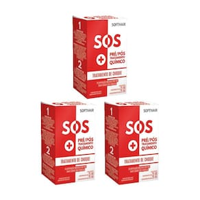 Kit Soft Hair Sos Tratatamento Choque Pre E Pos-Quimica-3Un