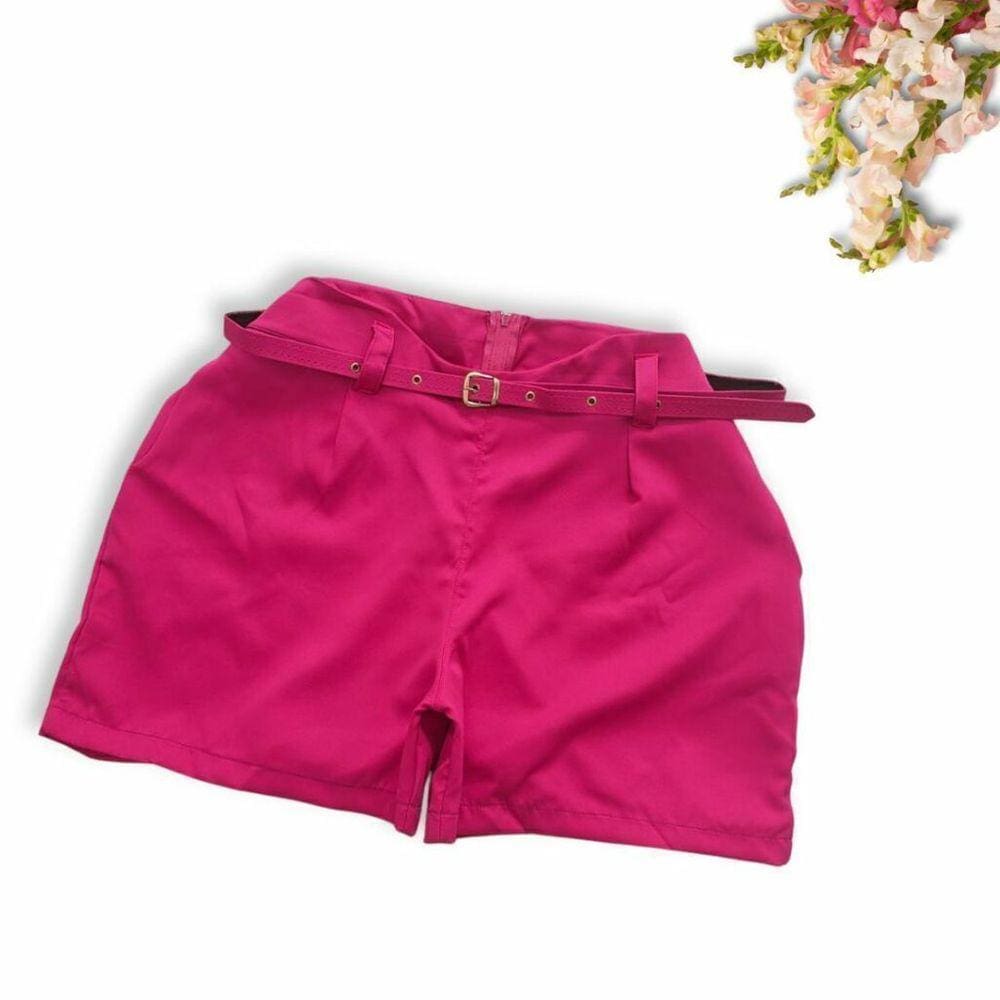 Short Plus Size Feminino de Alafaiataria Com Cinto 0412
