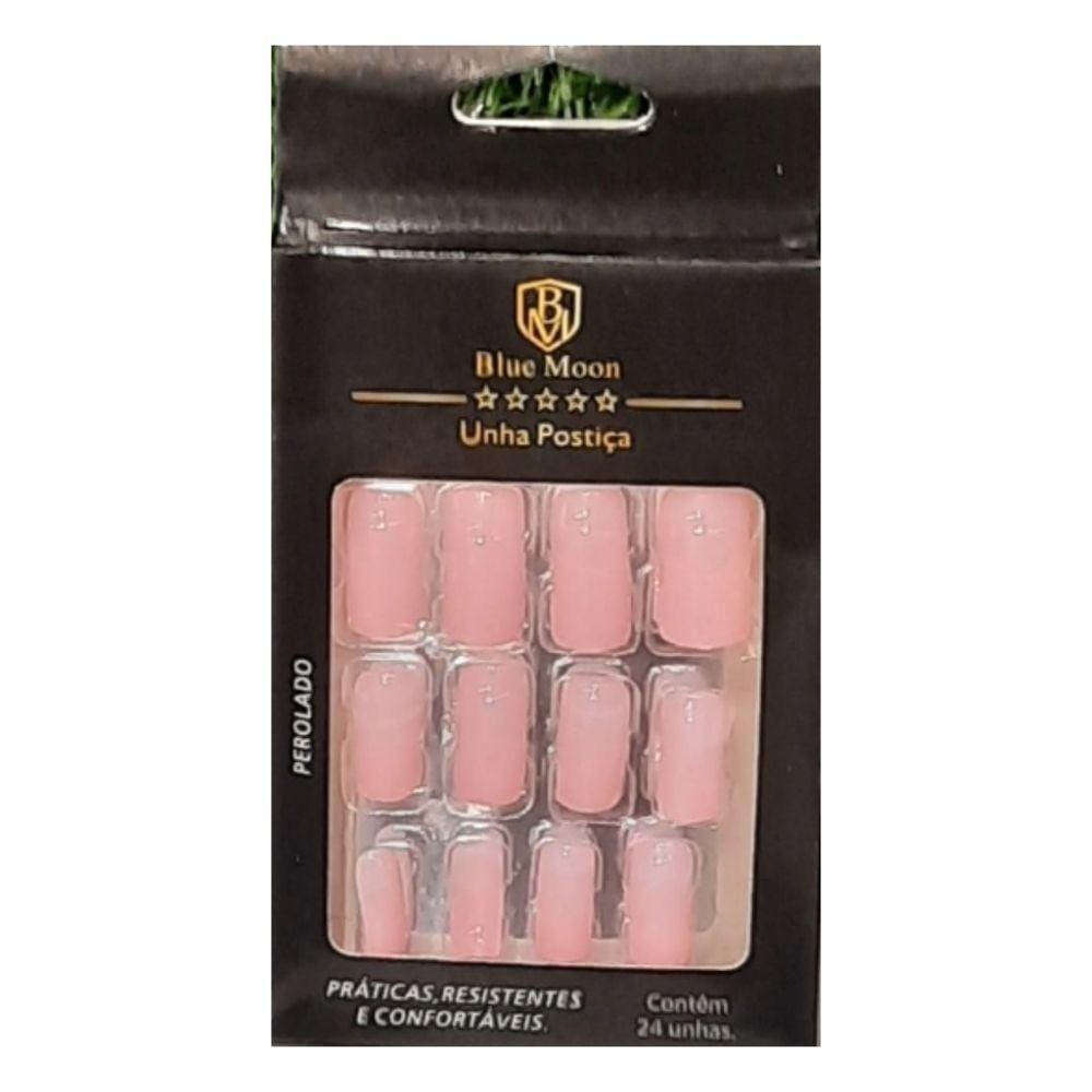 Blue Moon Unhas Postiças Rosa Autocolantes Tamanho Médio (24 Unidades)
