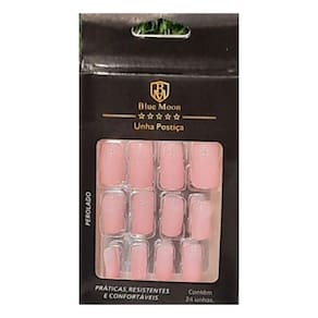 Blue Moon Unhas Postiças Rosa Autocolantes Tamanho Médio (24 Unidades)