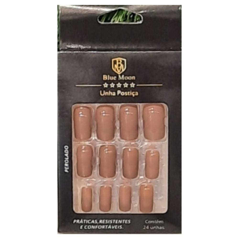 Blue Moon Unhas Postiças Marron Autocolantes Tamanho Médio (24 Unidades)