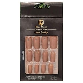 Blue Moon Unhas Postiças Marron Autocolantes Tamanho Médio (24 Unidades)