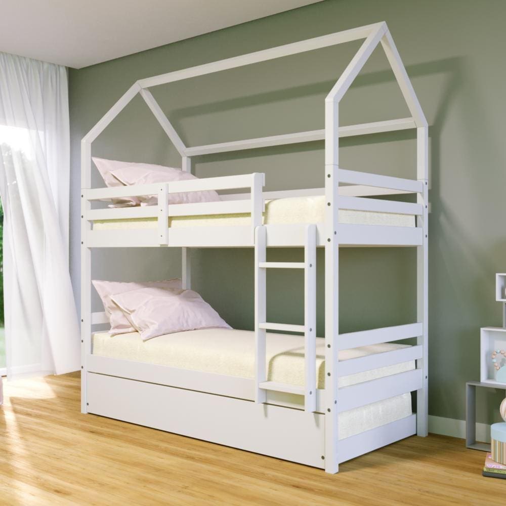 Treliche Casinha Solteiro Slim RB Madeira Maciça Branco Housin