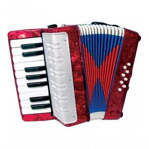 Acordeon Sanfona Infantil Semi Profissional 8 Baixos Vermelho
