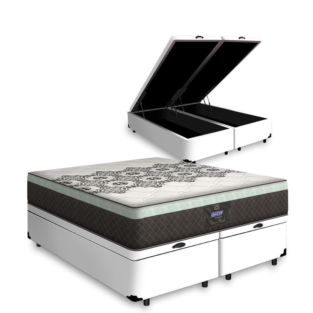 Cama Box com Baú Queen + Colchão de Molas Ensacadas - Gazin - New York 158cm