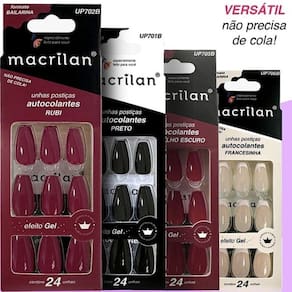Macrilan Unhas Postiças Renda Formato Bailarina Autocolantes Efeito Gel (24 Unidades)