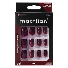 Macrilan Unhas Postiças Tamanho Médio Vinho Up313a (24 Unidades)