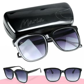 oculos sol feminino vintage proteção uv + case Maria estiloso qualidade premium preto