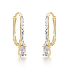 Brinco Argola Oval Com Ponto De Luz Banhado A Ouro 18k