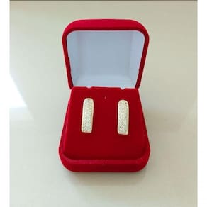 Brinco Longo Todo Cravejado Banho De Ouro 18k