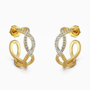 Brinco Argola Infinito Cravejado Zircônia Banhado A Ouro 18k