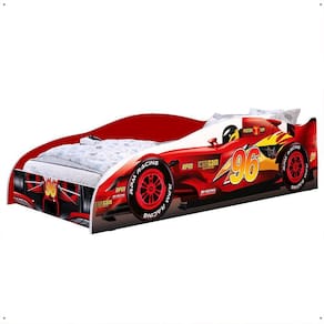 Cama Carro Solteiro Piloto F96 Montessoriana MDF Estrado Reforçado Decoração Quarto Infantil Menino Criança - Vermelho - RPM