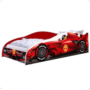 Cama Solteiro Carro Corrida Fórmula 1 Montessoriano MDF Segura Decoração Quarto Infanto Juvenil Menino - Vermelho - RPM