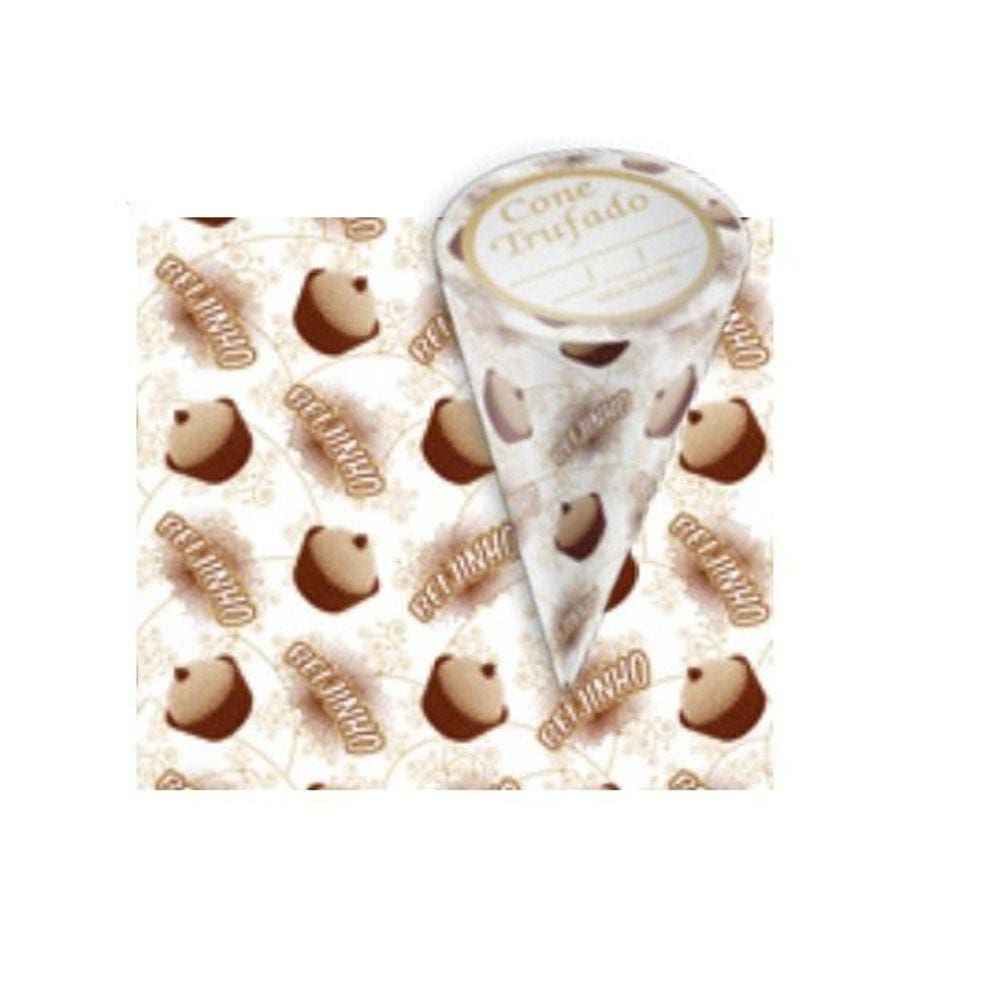 50 Embalagem p/ Cone Trufado Beijinho15x10cm c/ Etiquetas