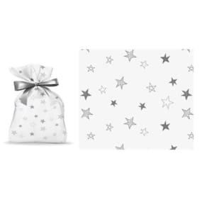 Kit 50 Saco de Presentes Embalagem Estrelas 20x30cm