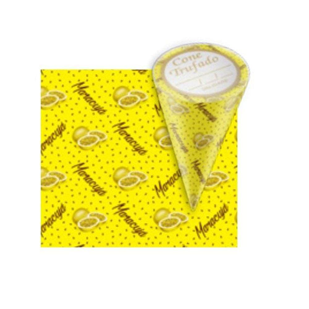 50 Embalagem p/ Cone Trufado Sabores 15x10cm c/ Etiquetas