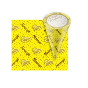 50 Embalagem p/ Cone Trufado Sabores 15x10cm c/ Etiquetas