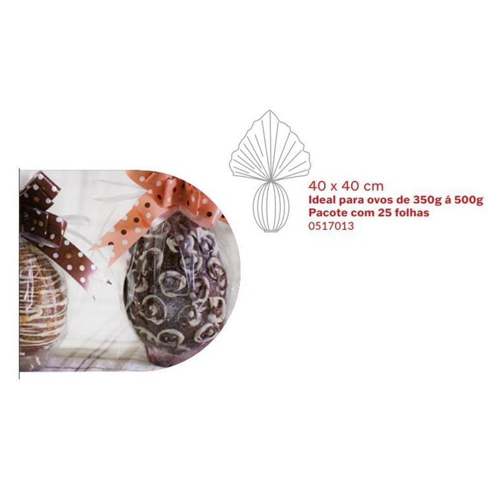 25 Saco celofane plastico transparente p/ ovos de pascoa 30x30 / 40x40cm