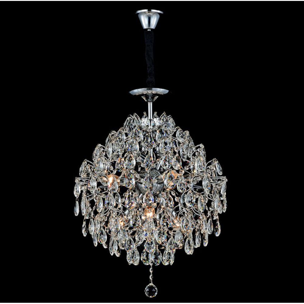 Lustre Cromado com Cristais Transparente 43cm 6E14