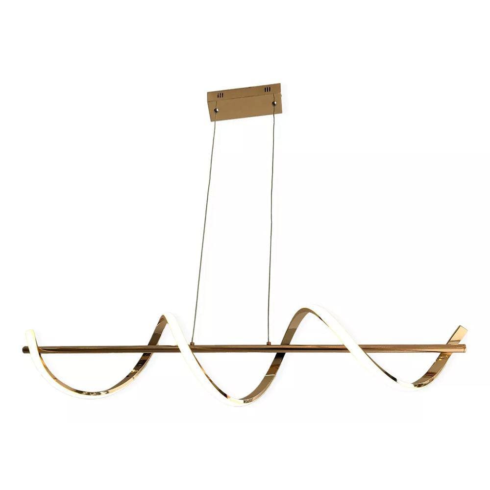 Pendente Moderno Espiral Dourado 90cm Led 30W 3 em 1 Bivolt