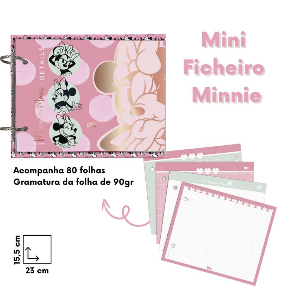 Fichário Universitário e Colegial e Mini Ficheiro DAC - Personagens Disney, Minnie, Mickey, Pooh, Stitch, Harry Potter,