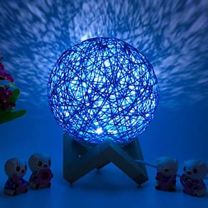 Rattan Moon Led Night Lamp Luz de Mesa
