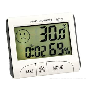 Despertador digital, higrômetro térmico, registro máximo/mínimo x3