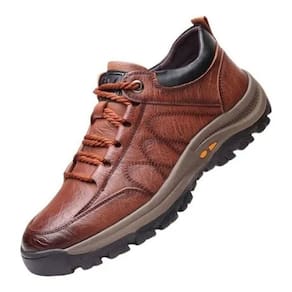 Couro marrom ao ar livre Sapatos de caminhada 44