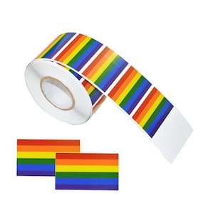 Rolo de adesivos: 500 peças, arco-íris, formato quadrado, LGBT Pride