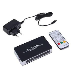 Conversor de switch HDMI 3x1, 4 portas, áudio, vídeo 3D, plugue EU