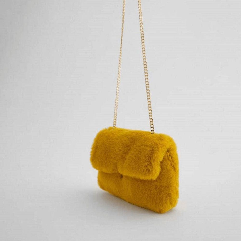 Outono Inverno Marca Mulheres Amarelo Faux Fur Dia Embreagens Sacos 