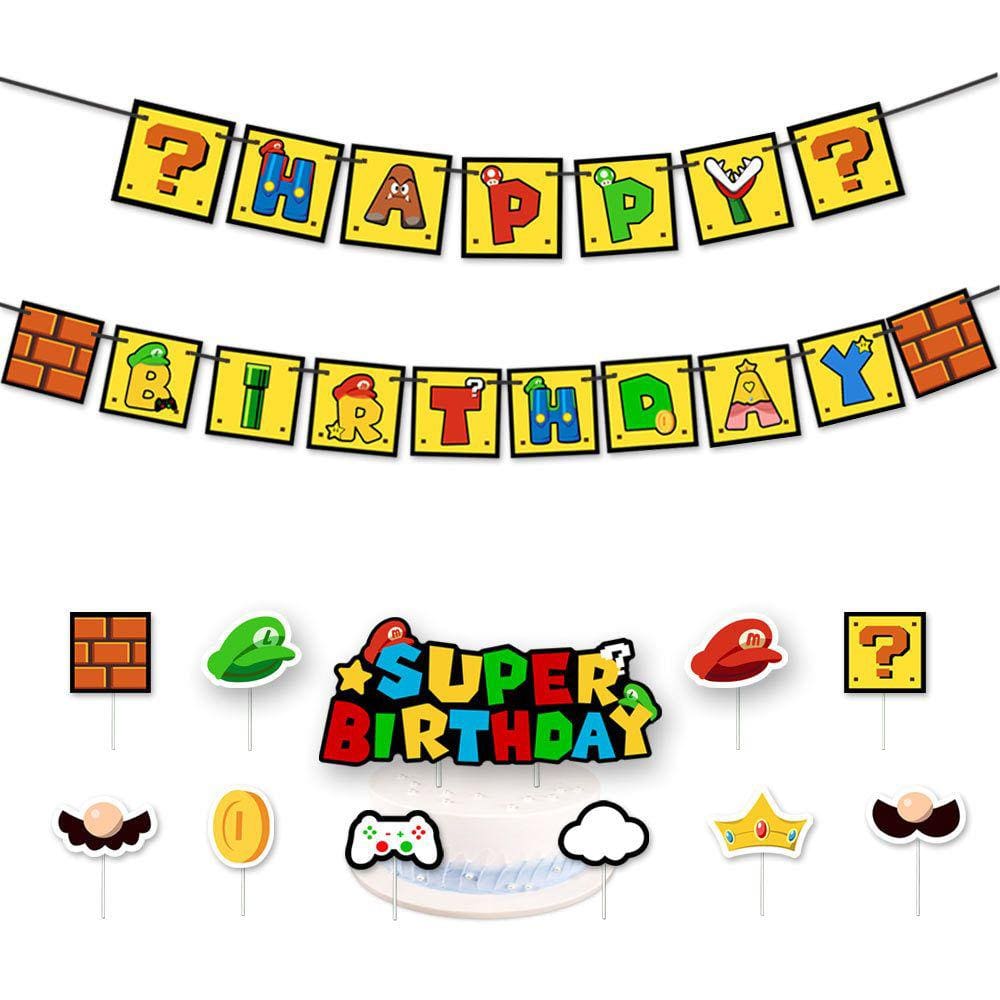 34PCS Decoração de Festa Super Mario Balloon Festival