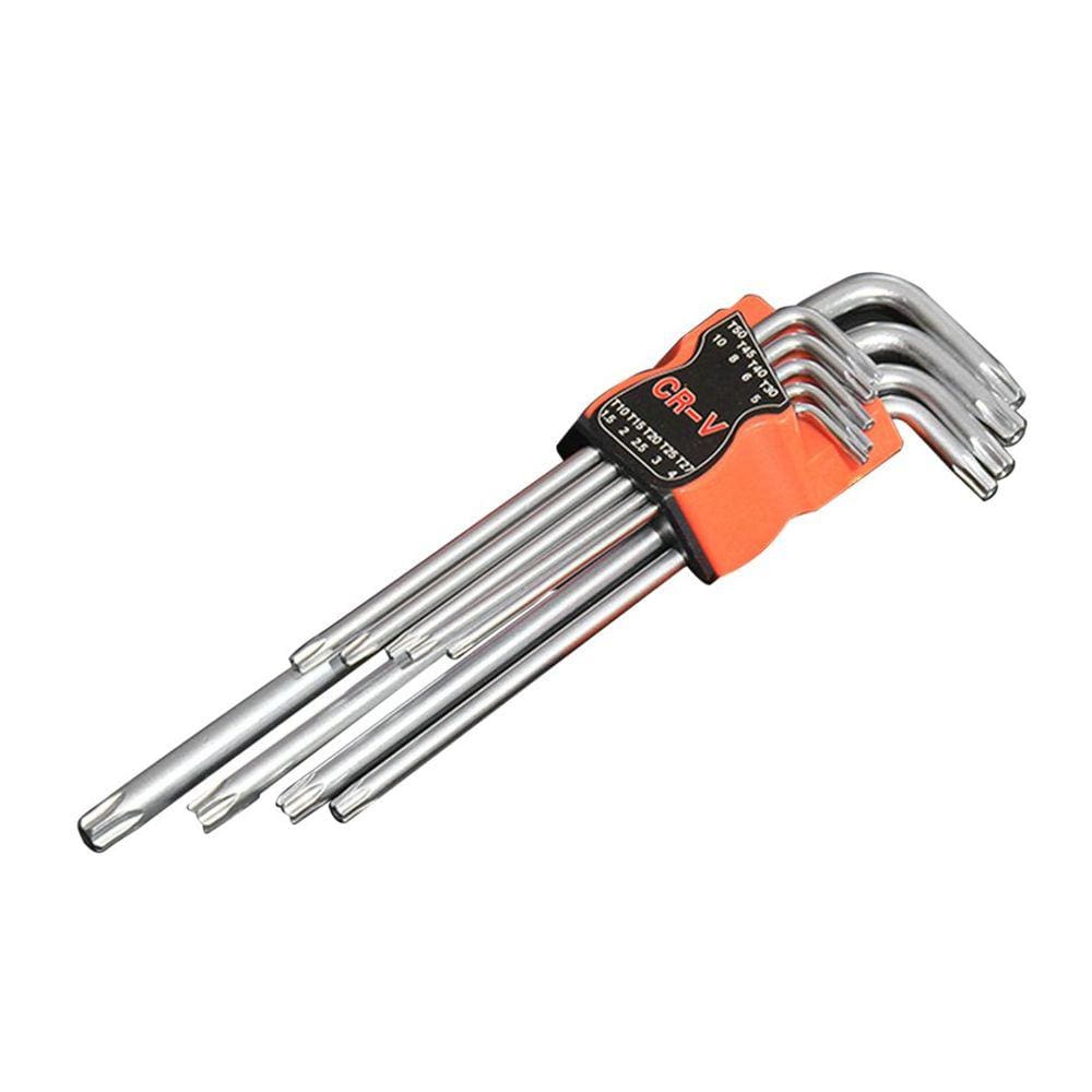 Conjuntos de chaves Plum Star Torx Allen Repair em forma de L, 9 unidades