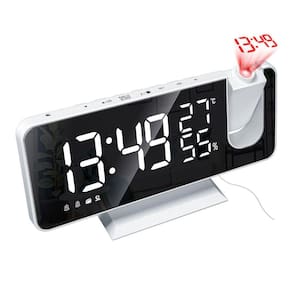 Projetor de rádio-despertador LED com 2 despertadores e espelho
