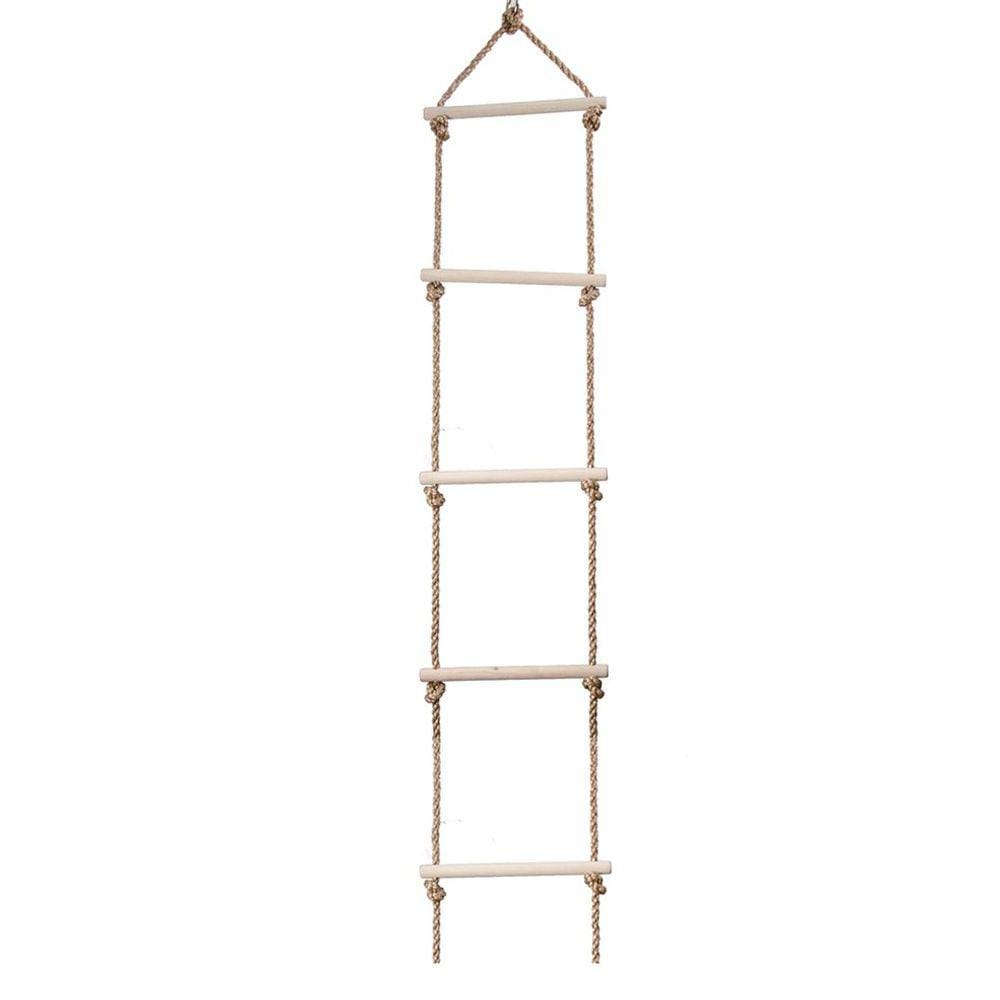 Conjunto de balanço para escalada de corda com 6 degraus de madeira para crianças