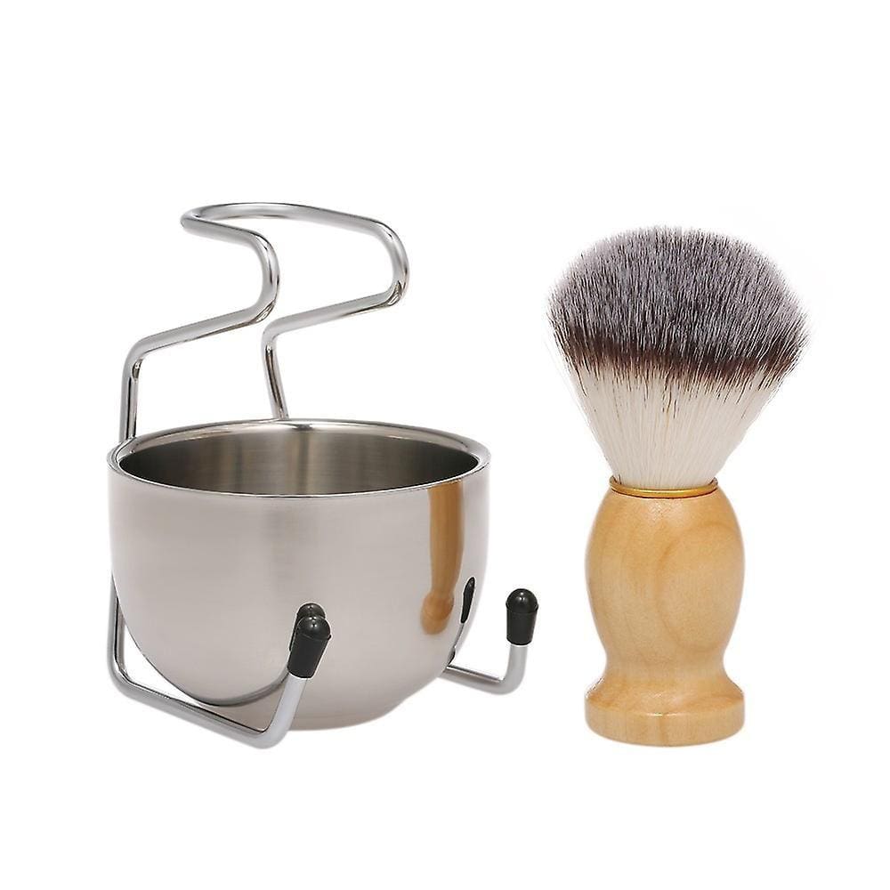 Pincel de barbear masculino escova de barbear + tigela de sabão + suporte